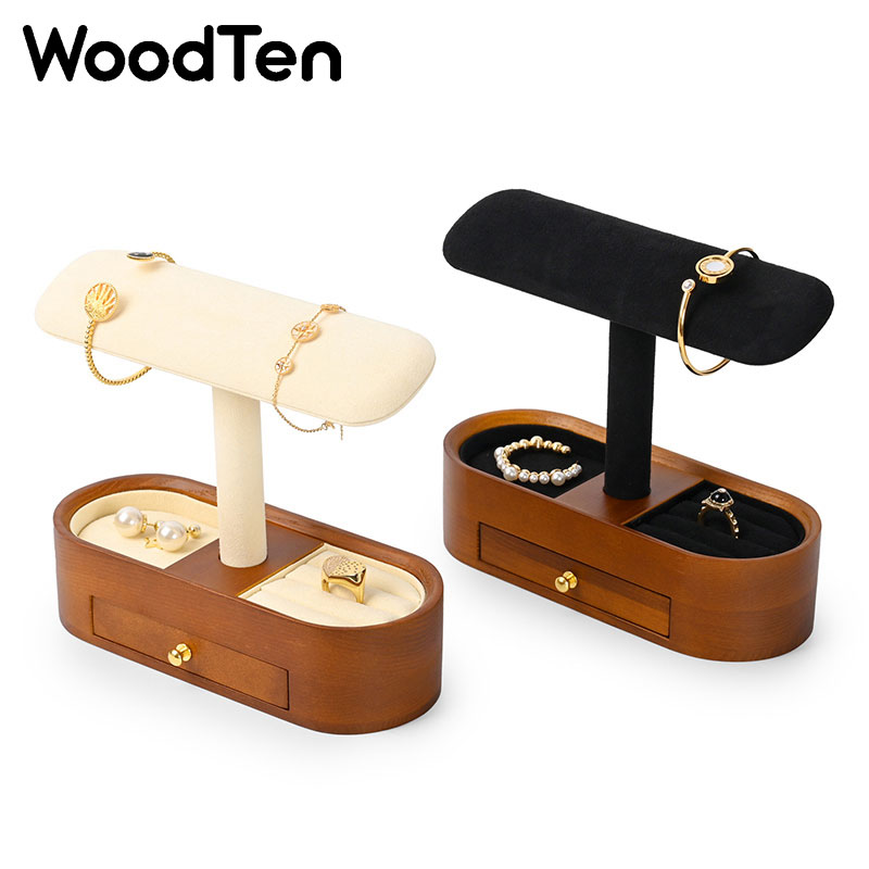 Jewelry Organizer Watches - WoodTen Uhrenständer mit Schublade, Hölzerner Uhrenaufbewahrungsorganizer,