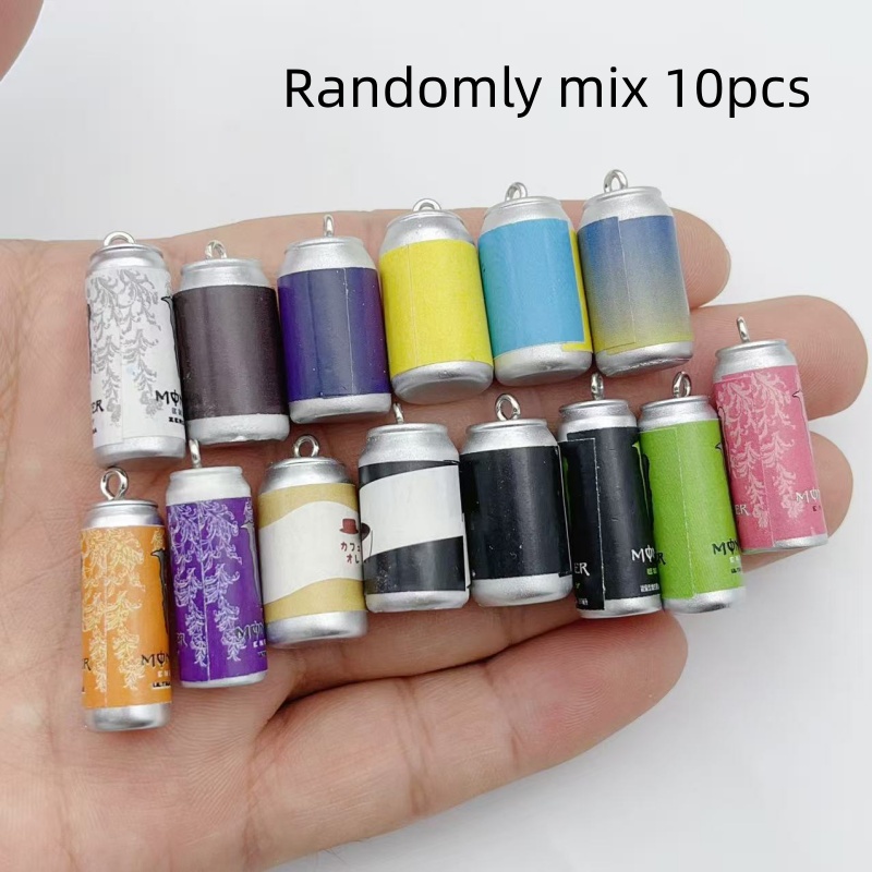Drop Earrings - 10 Stück Mini-Simulations-Getränkedosen-Harzanhänger, bunte Nachbildungen von