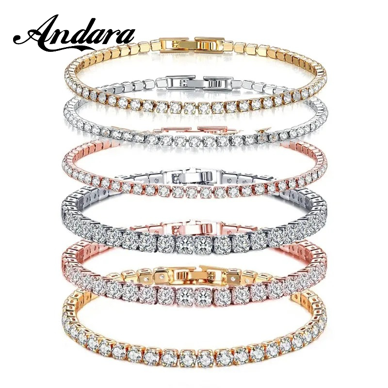 Tennis Bracelet Cubic - 925 Sterling Silber Roségold Tennis-Armband Funkelnde