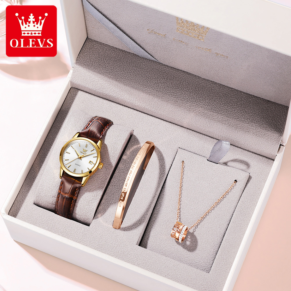 Leather Bracelet - OLEVS Uhr 6898, Damenuhren, Original, elegante