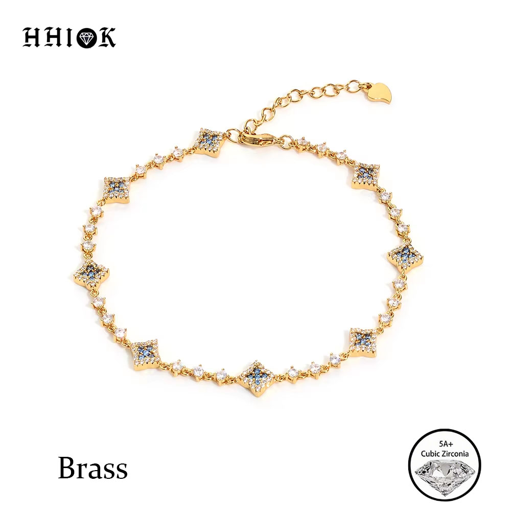 Tennis Bracelet Cubic - HHIOK Kupfer-Zirkon-Tennisarmband für Damen, blau, quadratisch,
