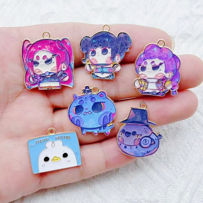 Drop Earrings - 10 Stück Cartoon-Anime-Anhänger, Öltropfen-Design, Legierung, DIY-Ohrringe,