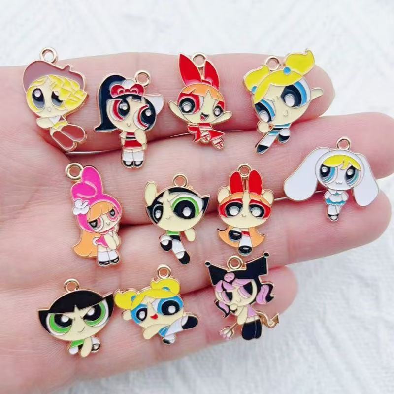 Drop Earrings - 10 Stück Legierung Öl-Tropfen-Cartoon-Mädchen-Anhänger, DIY Schmuckherstellung