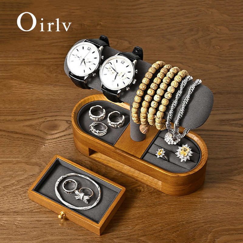 Jewelry Organizer Watches - Oirlv Massivholz Uhren-Organizer, Regal, T-Bar, Uhrenhalter,