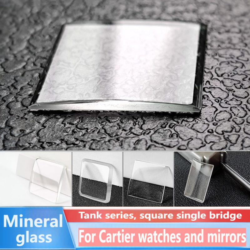 Cartier Watch Tank - Quadratischer Einzelbrücken-Kristall für Cartier Tank Mineralglas