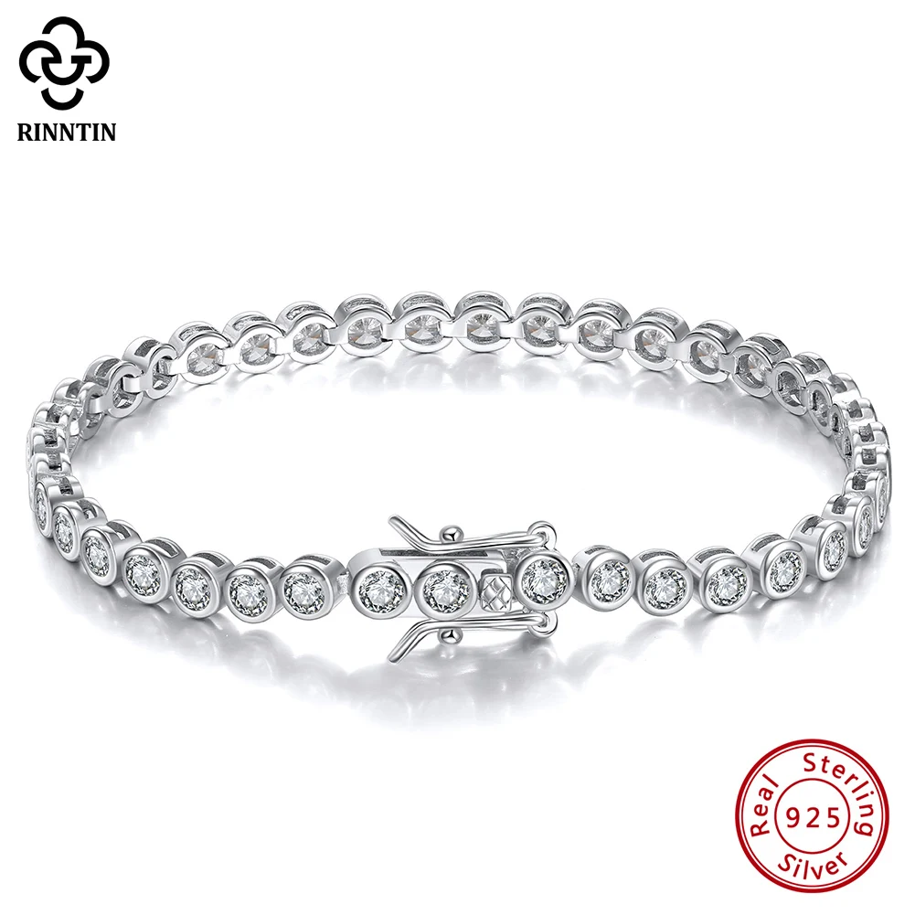 Tennis Bracelet Cubic - Rinntin Glänzendes Tennis-Armband aus 925er-Sterlingsilber, 1,5/2/3