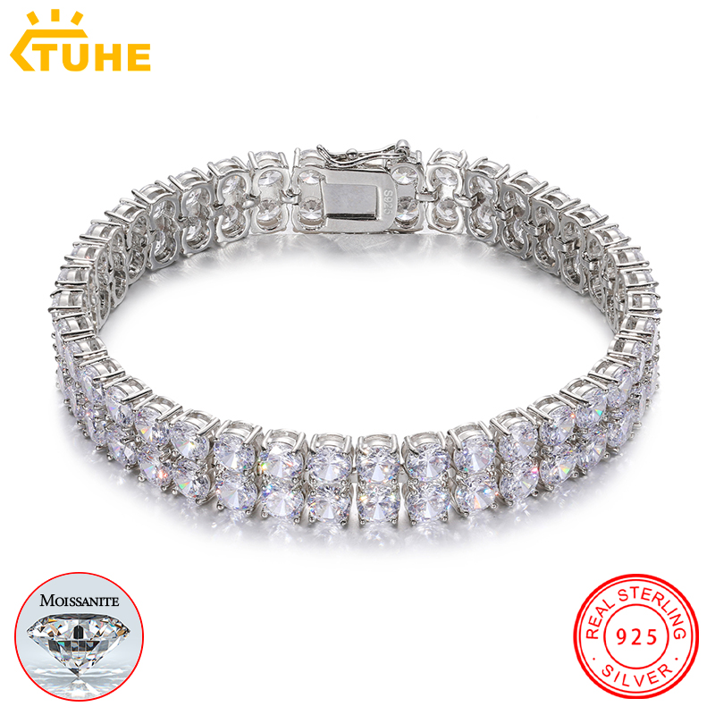 Tennis Bracelet Cubic - TUHE Unisex Iced-Out Moissanit Doppelreihiges Tennisarmband