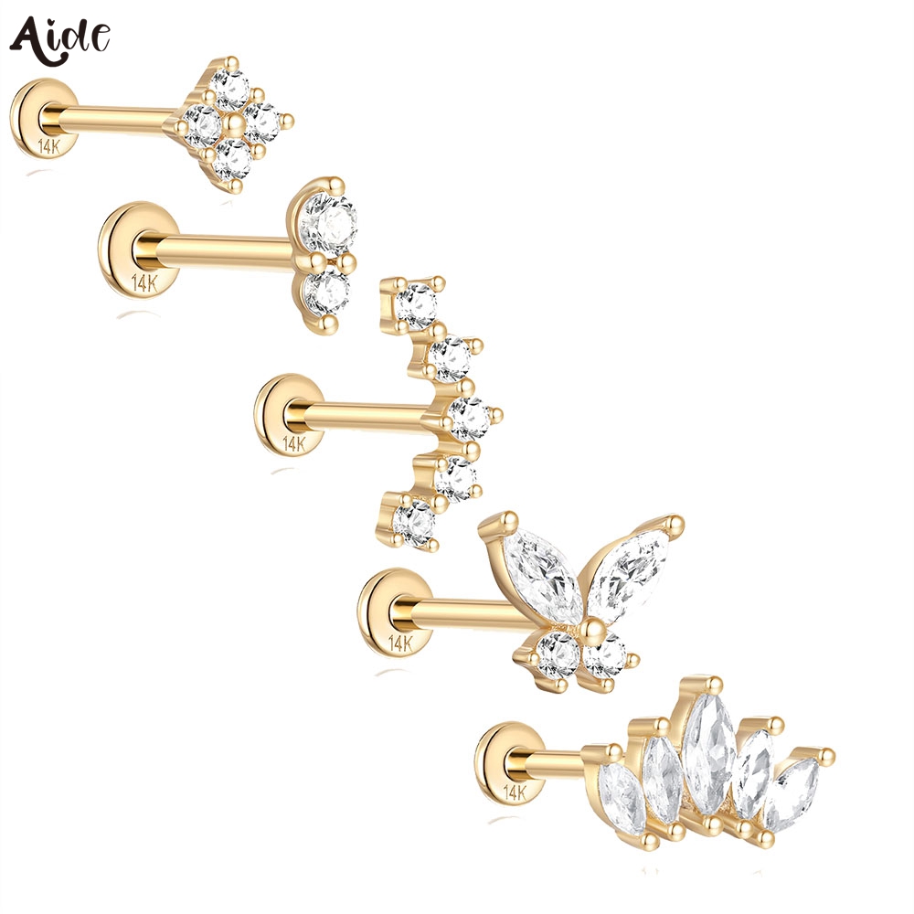 Pearl Stud Earrings - Aide DIY Zirkon Perlenohrring 14k Massivgold