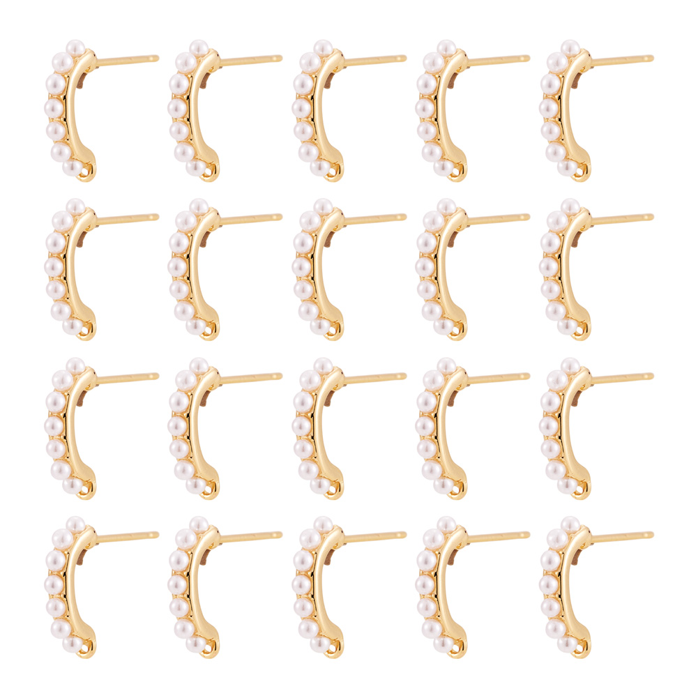 Pearl Stud Earrings - 30 Stück Messing-Ohrstecker-Zubehör mit ABS-Kunststoff-Imitationsperlen für