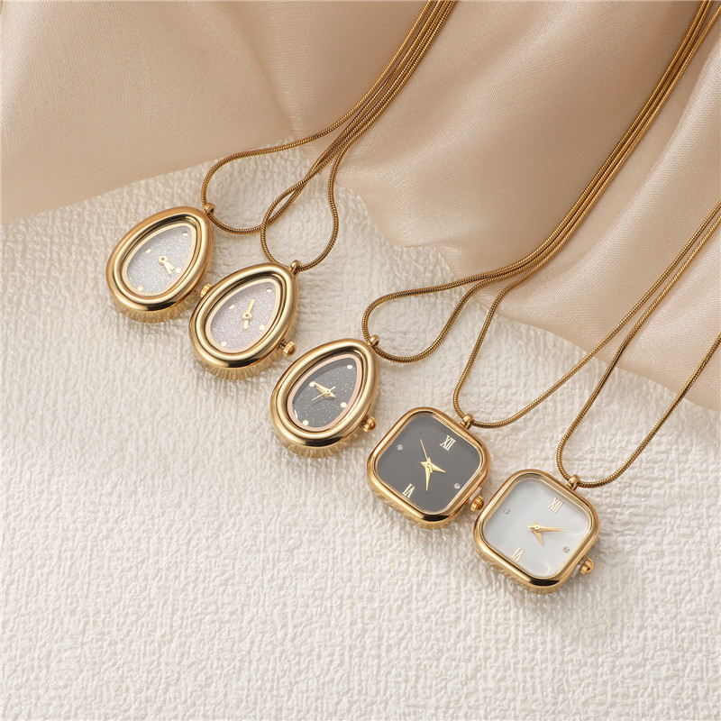 Vintage Jewelry Watches Women - Modische Vintage Quadratische Anhänger-Uhr aus Edelstahl