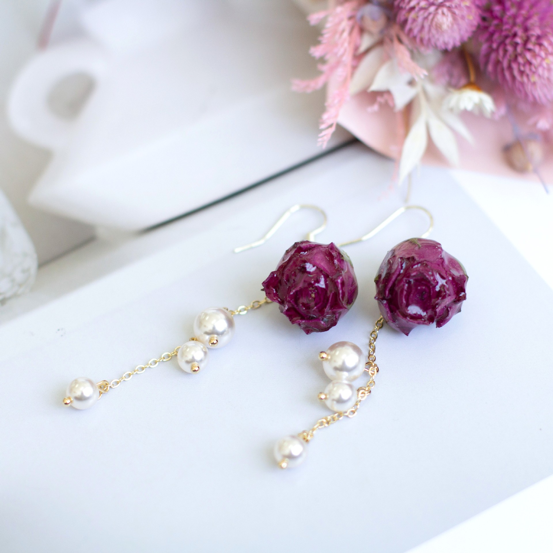 Elegante Unsterbliche Rosen-Pe – Pearl Stud Earrings Bewertung und Preis