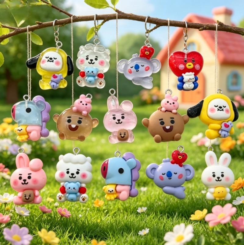 7 Stück BT21 Harz-Cartoon-Anhä – Drop Earrings Bewertung und Preis