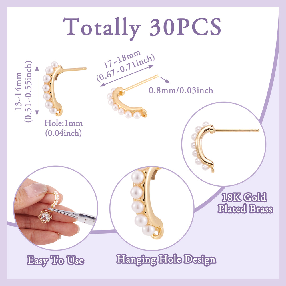30 Stück Messing-Ohrstecker-Zu – Pearl Stud Earrings Bewertung und Preis